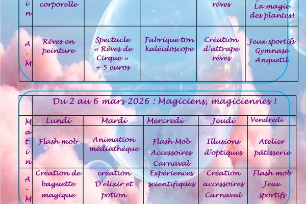 Programme Vacances Février 2026